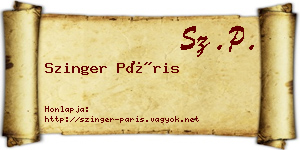 Szinger Páris névjegykártya